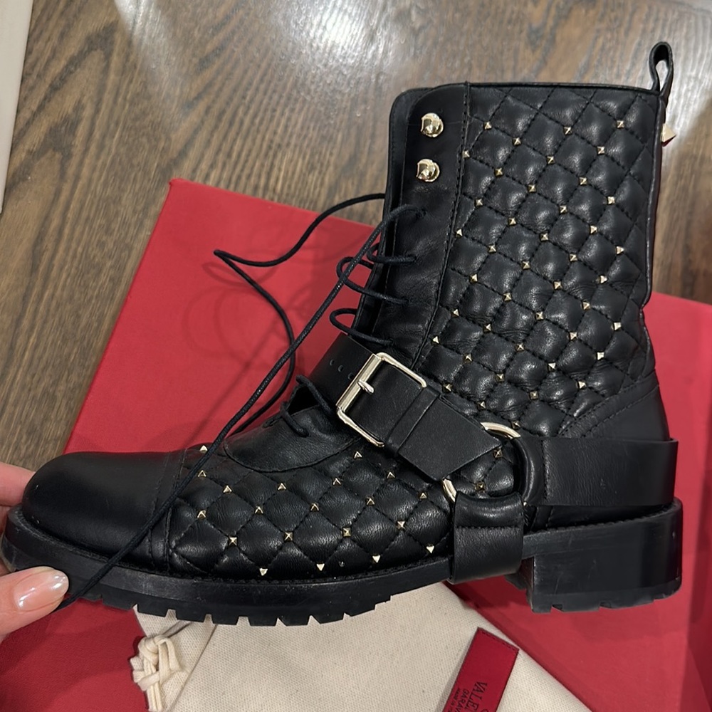 authentic Valentino Stud Combat Boots